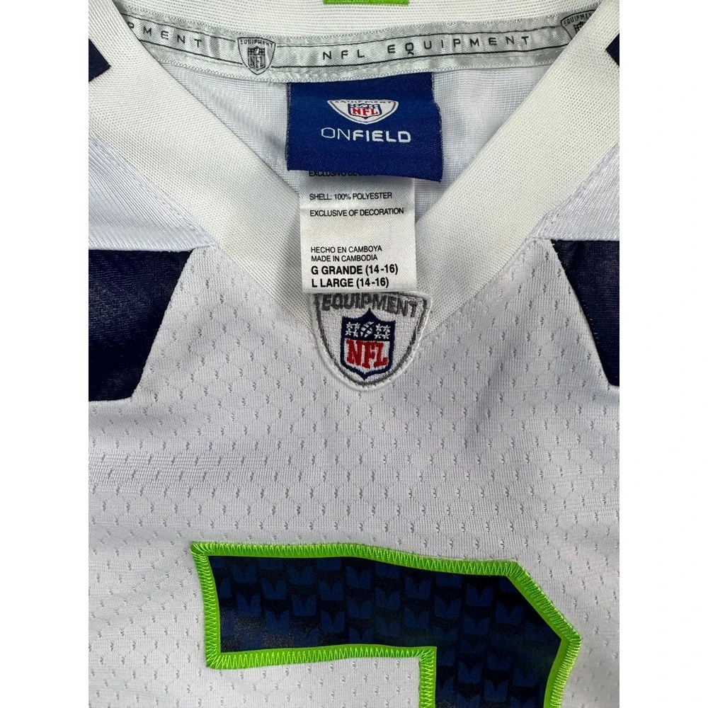 Seattle Seahawks Russell Wilson 3 Football NFL Nike Jersey Youth Large White +2